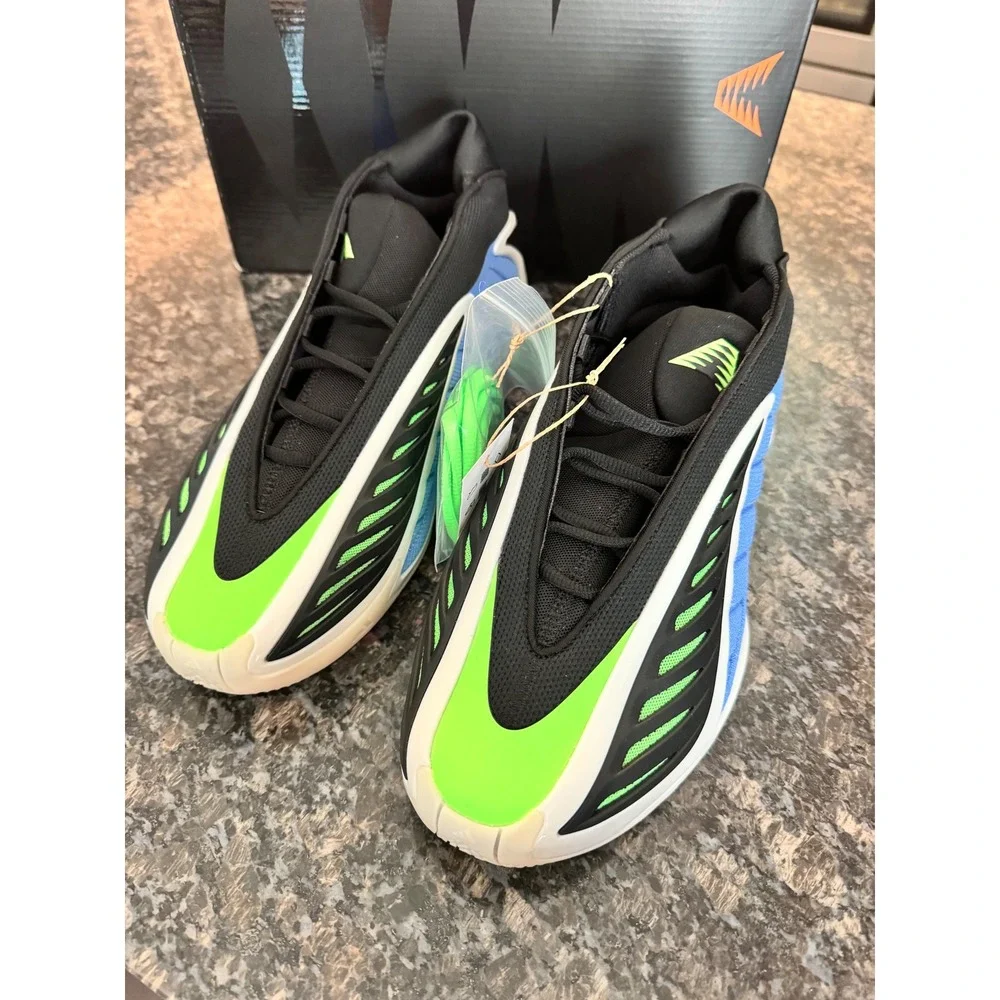 Adidas Anthony Edwards 2 Basketball Shoes Lucid Blue Lime Green JR4359 Mens 11.5